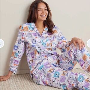 The Company Store Cat Print Pajama Set – Size Large